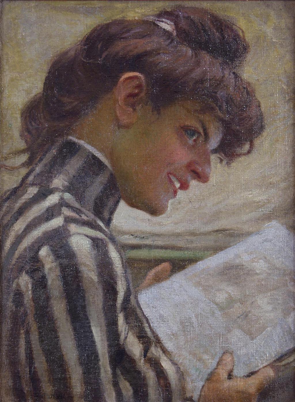 1. Čtenářka, (1904), olej, plátno, 49 36 cm,