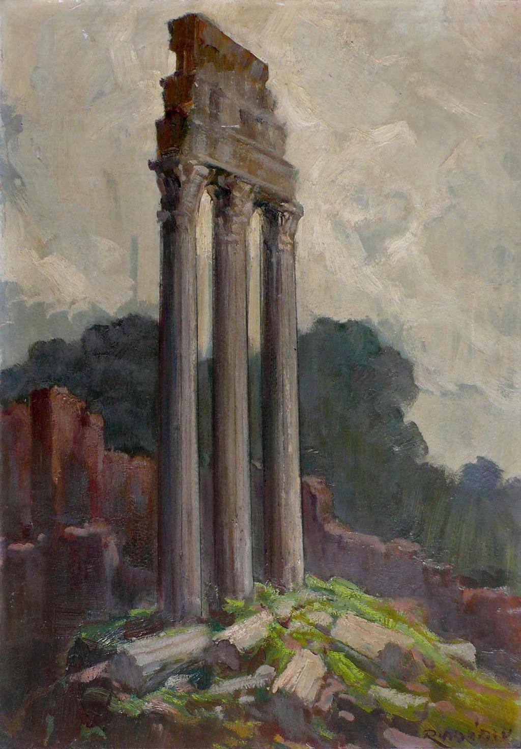 7. Forum Romanum, Zbytek chrámu Kastora a Polluxe, (1925), olej,