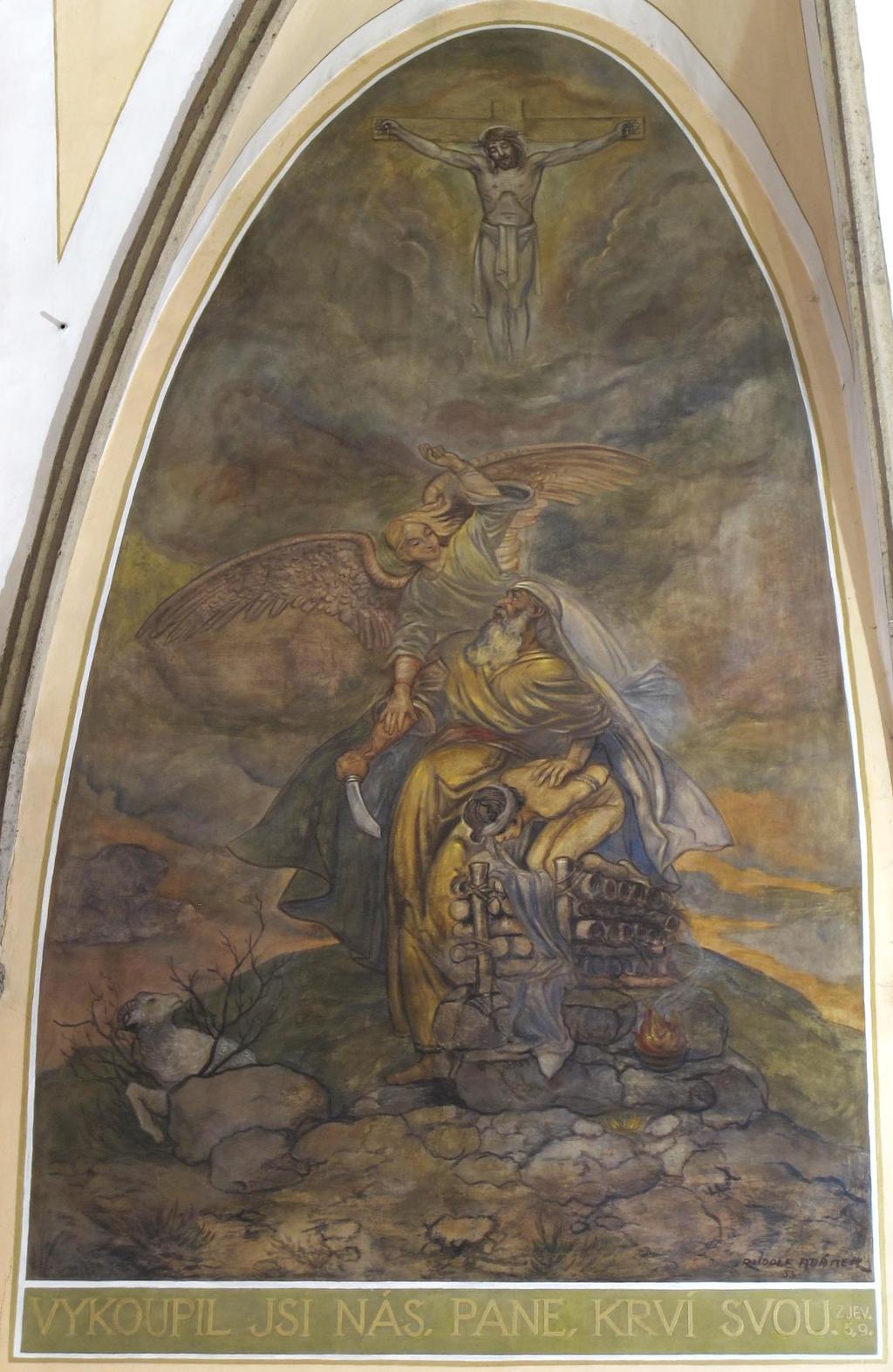 16. Abrahámova oběť, 1933, nástěnná malba, Děkanský chrám