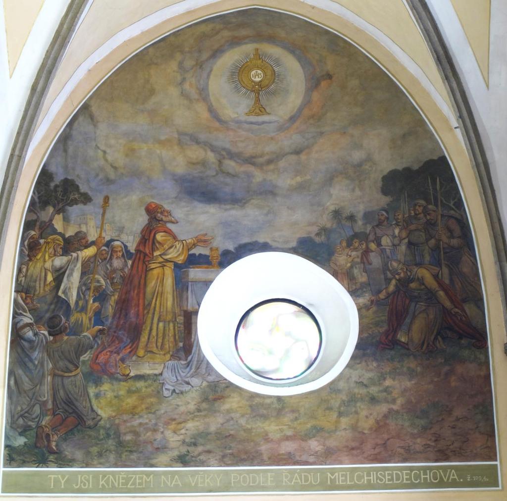 17. Melchisedechova oběť s Abrahámem, 1933, nástěnná malba, Děkanský