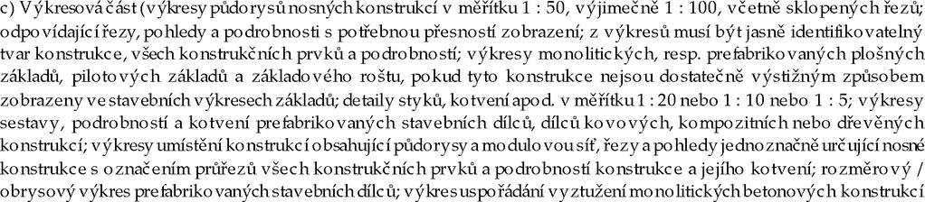dokumentace za trukce; údaje o materiálech a technologiích; základových konstrukce; postup