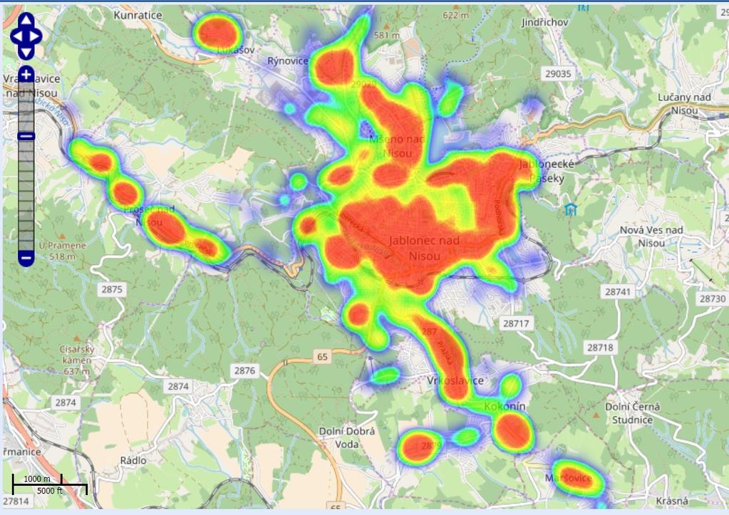 Obrázek č. 2: Mapa přestupků za rok 2017 dle 125c zákona č. 361/2000 Sb.