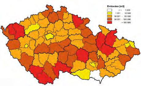 2019 Celkový objem hlášených nahodilých těžeb způsobených abiotickými činiteli v roce 2018 byl vyšší než 200 tis. m 3 ve 12 ze 14 krajů.