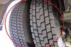 Viditelně poškozené pneumatiky (praskliny, boule) Trhliny,