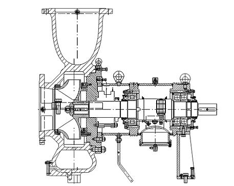 2.2.2 Diagonální hydrodynamická čerpadla Medium do diagonálního kola hydrodynamického čerpadla vstupuje axiálně (vodorovně s osou kola) a vystupuje z kola čerpadla diagonálně (šikmo).