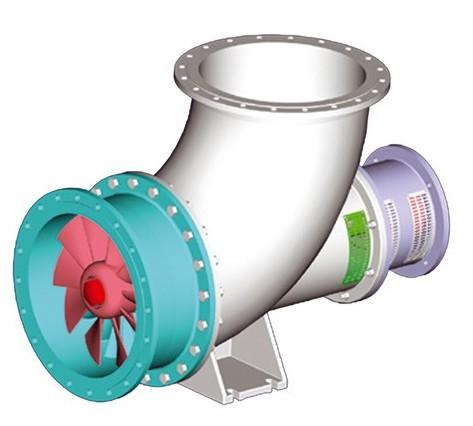 2.2.3 Axiální (vrtulová) hydrodynamická čerpadla Medium do axiálního kola hydrodynamického čerpadla vstupuje axiálně (vodorovně s osou kola) a vystupuje z kola čerpadla také axiálně (vodorovně s osou