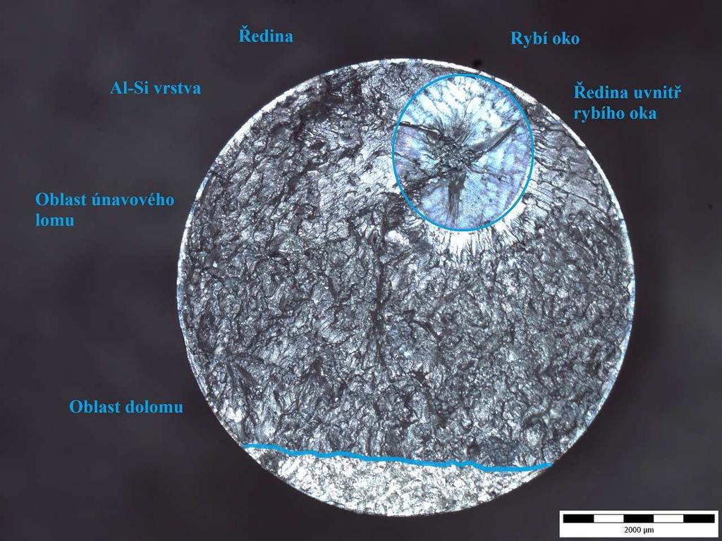 Výsledky a jejich vyhodnocení Vzorek 21.3 Lomová plocha (obr 7.24 a 7.25a) je specifická tzv.