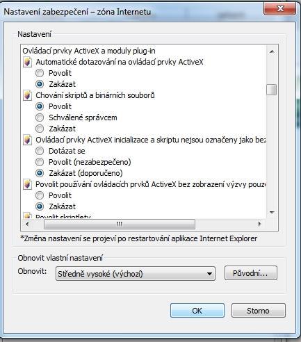 2. NASTAVENÍ MS INTERNET EXPLORERU Pro správnou funkci návrháře zkontrolujte nejprve nastavení prvků Active X v