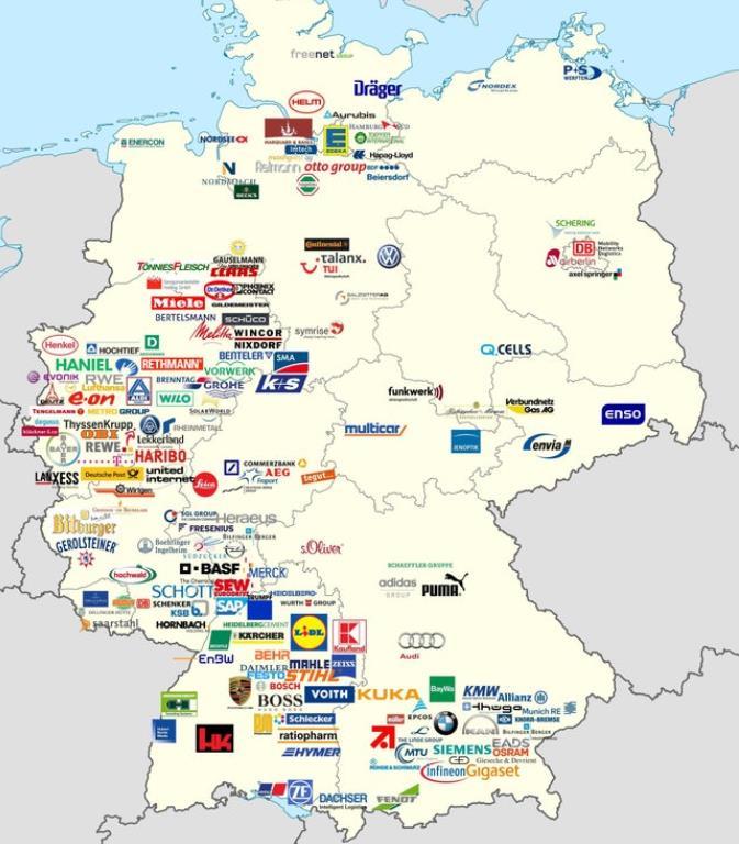 NĚMECKÁ EKONOMIKA 16 rozdílně hospodářsky vyvinutých spolkových zemí 90 % exportu do SRN do 6 spolkových zemí 63 % vývozu do SRN tvoří