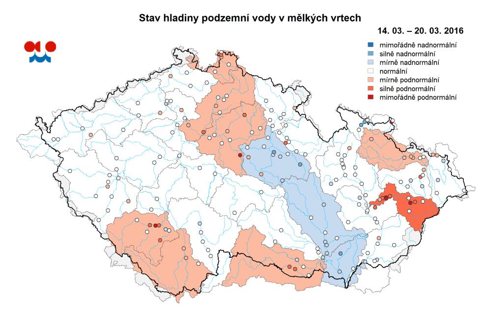 E. Podzemní vody Stav podzemních vod je hodnocen podle pravděpodobnosti překročení hladiny ve vrtu v příslušném kalendářním měsíci.