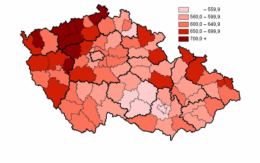 6. Standardizovaná úmrtnost mužů (na 100 000 osob)