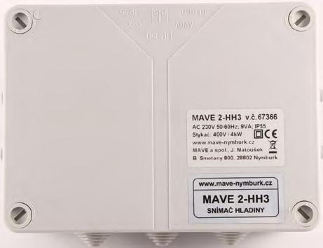 TECHNICKÉ ÚDAJE: Napájecí napětí: 230 V AC / 50-60 Hz Příkon: max. 3 VA Výstup: přepínací kontakt relé Zatížení kontaktů relé: max.