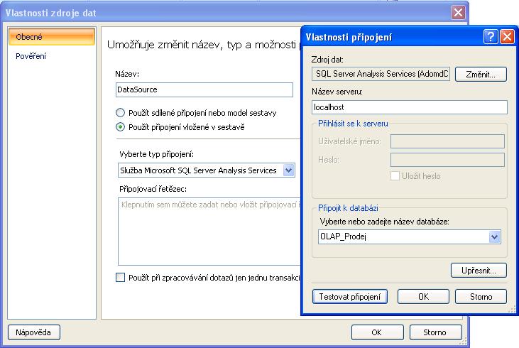 UTB ve Zlíně, Fakulta aplikované informatiky, 2010 51 7.2.1 Definice zdroje dat Zdroje dat i datových sad se definují pomocí průvodce, spustitelného z hlavního okna aplikace ve volbě Nový.