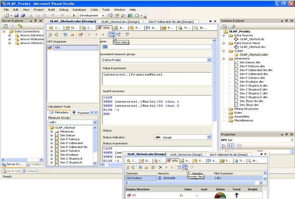 UTB ve Zlíně, Fakulta aplikované informatiky, 2010 68 8.2.6 Sledování klíčových indikátorů výkonnosti KPI Z pohledu analýzy podnikových dat je velmi zajímavá možnost sledování klíčových indikátorů výkonnosti.