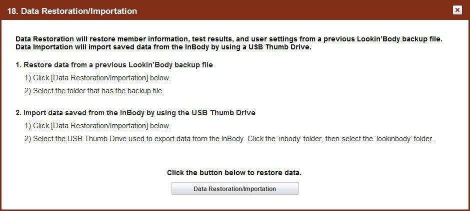 18. Obnova/import dat Obnovte data z předchozího záložního souboru