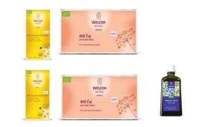 3. WELEDA set obsahující čaje a sirup v hodnotě 1000 Kč (2x WELEDA Čaj pro podporu kojeni 20x2g (40g), 2x WELEDA BIO Čaj pro miminko, WELEDA BIO Trnkový sirup 200ml) WELEDA set obsahující čaje a