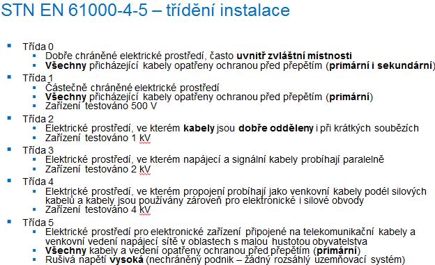 Bod 1) je určen pro výrobce přepěťových ochran, kde je dáno jaké podmínky musí
