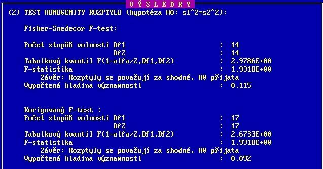 F1 a F2-test of the homoskedasticity