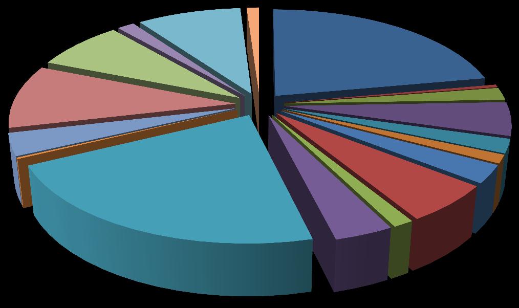 Prioritní oblasti: Health 3 8% Agriculture 4 10% Architecture 1 3% Manufacturing 1