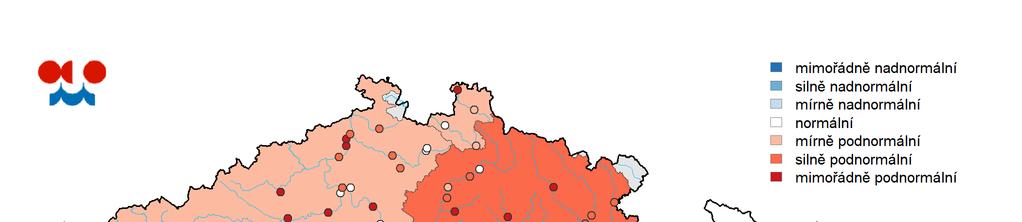 Mapa: Stav hladiny podzemní vody v mělkých vrtech v květnu 2019 2. PRAMENY Hodnoty vydatnosti pramenů v květnu byly v celkovém průměru podobné jako v předchozím měsíci.