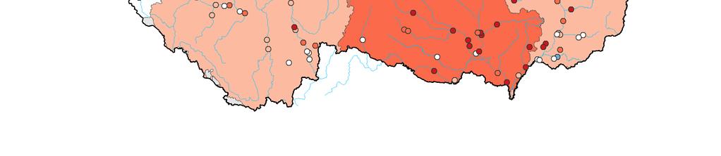 Většina vydatností pramenů v povodí dolního Labe a Dyje zůstala na silně až mimořádně podnormálních hodnotách, ani celkový počet pramenů s mimořádně a silně podnormální úrovní vydatnosti (sucho) se