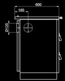 topeniště s otočným roštem pro palivo o průměru 190 mm a délce 450 mm prosklená