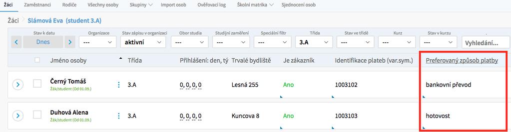 mód skrz tužku.