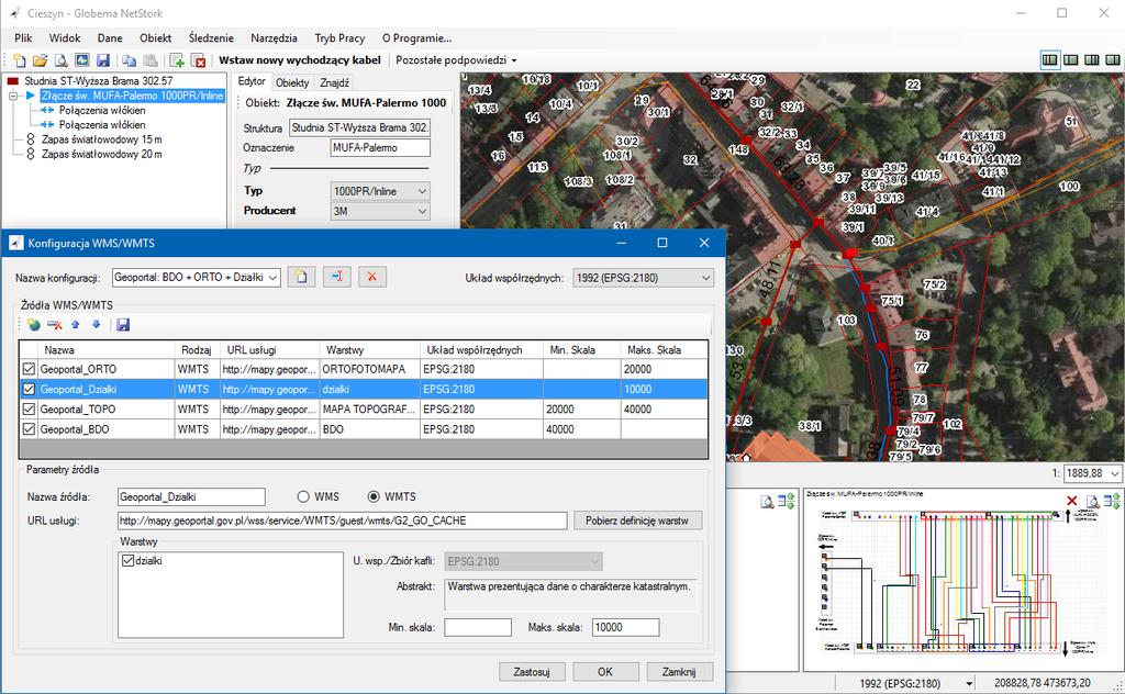 10 Zobrazení map ze služeb WMS/WMTS (Katastr, ortofoto) Aplikace NetStork umožňuje zobrazovat data (mapy) distribuovaná prostřednictvím služeb WMS a WMTS.