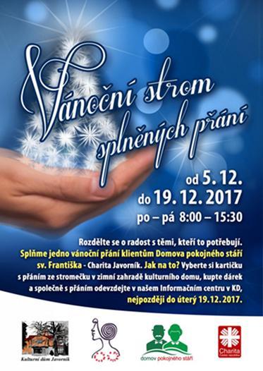 112 Paní Mgr. Ludmila Procházková představila Vánoční strom splněných přání, který zářil v zimní zahradě a byl obsypán přáníčky klientů Domova pokojného stáří sv. Františka. Až do 19. 12.