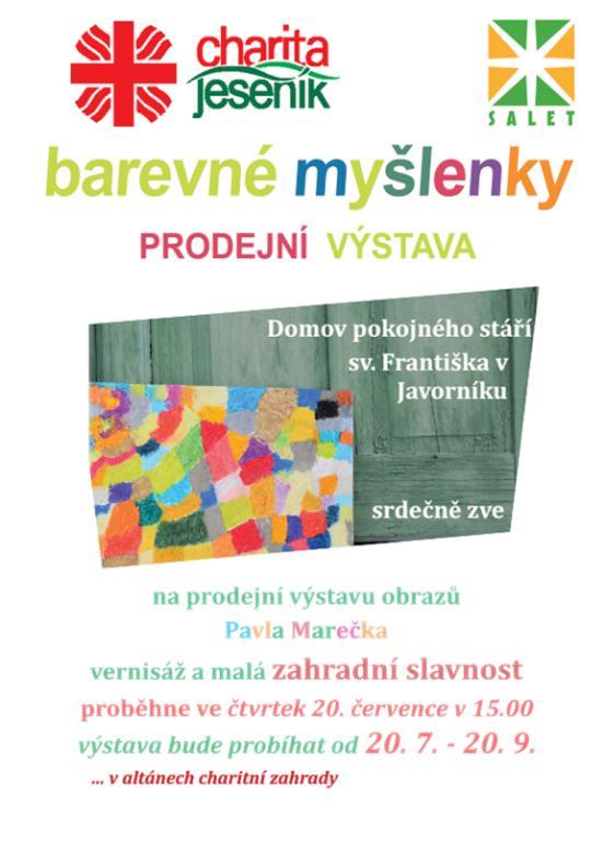 138 Prodejní výstava obrazů Barevné myšlenky Dne 20.července Domov pokojného stáří sv.