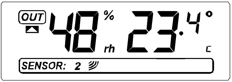 17. Zobrazení naměřené pokojové teploty a relativní vlhkosti vzduchu V druhém segmentu displeje meteorologické stanice (IN) jsou stále zobrazovány naměřené hodnoty pokojové teploty a relativního