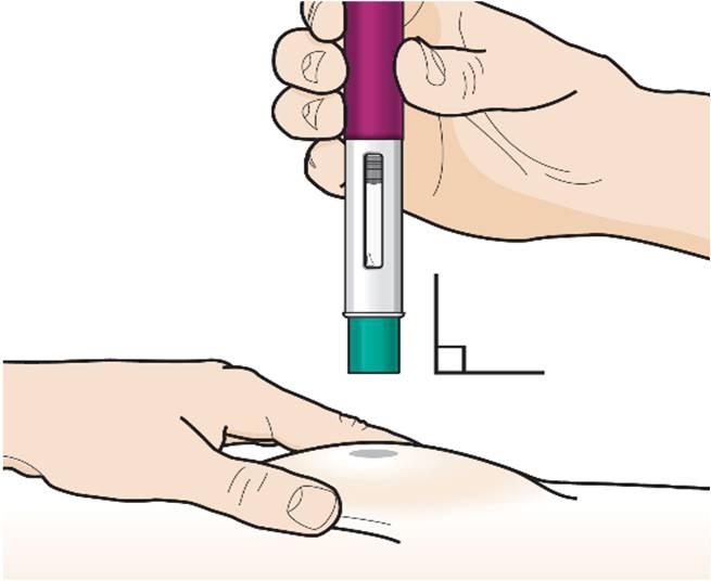 Můžete buď jemně sevřít kůži v místě vpichu injekce, nebo podat injekci bez sevření kůže. Podávejte přípravek Fasenra podle kroků na obrázcích a, b, c, resp. d.