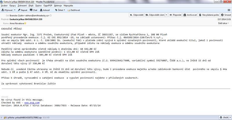 Typy phishingu email se závadnou