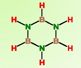 Cyklické sloučeniny boru s vazbou B N Borazol B 3 N 3 H 6 pseudoaromatická sloučenina, isoelektronická s benzenem