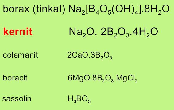 Bor Výskyt boru: Výroba boru: t -voda redukce Mg H 3 BO 3 B 2 O 3 B 2