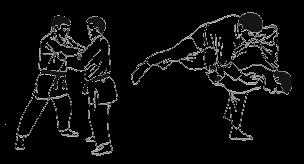 V okamžiku, kdy uke, který je v obranném postoji, ustoupí pravou nohou nebo vykročí levou nohou, přemístí tori pravou nohu vpřed, přičemž jej vychyluje vpřed - obr. 1 (vlevo nahoře).