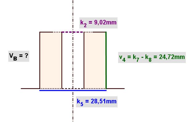krok: Výpočet objemu V B : V B = π ( k 5 v 4 π ( k 2 v 4 V B 14201,3 mm 3