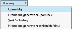 splatnost např. 31.1.2016). V záložce Seznam nad danou fakturou, vyvoláme funkci Upomínky stiskem funkčního tlačítka: Jedná se o funkční tlačítko s volbou.