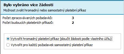 Platební příkazy Z žádostí o platební příkaz, které jsme si vytvořili v předchozích kapitolách, si nyní sestavíme ostré platební příkazy pro banku.