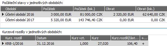Banka. Obsahuje záložka Detail účtu vedeného v EUR výpis obdobný následujícímu?