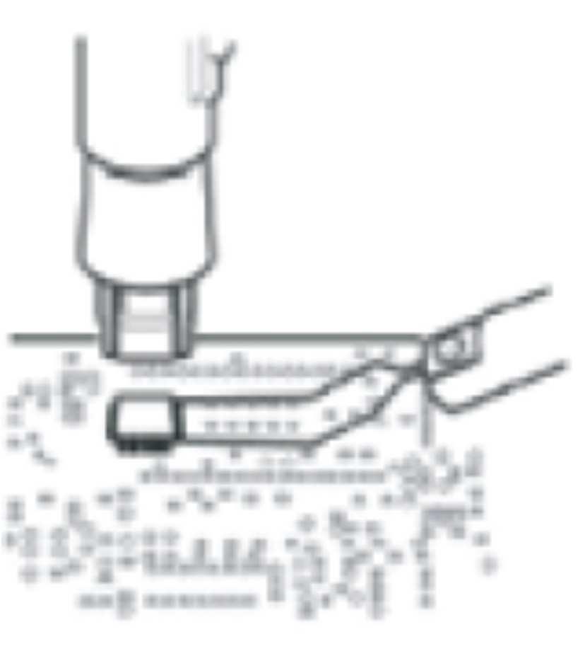 Operační instrukce (práce se SMD) - Vyjímání SMD součástek (například QFP, SOP, PLCC atd.) 1. Nastavte rychlost vzduchu a teplotu na požadovanou úroveň. 2. Vsuňte pinzetu pod vodiče součástky.