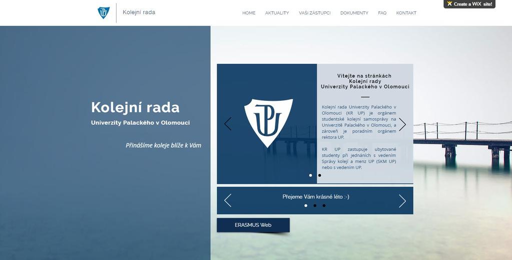 Obr. 2: Web stránka Kolejní rady UP: http://kolejniradaup.zaridi.