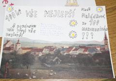 Tímto originálním přáním pogratulovala jedna žačka paní Medě ke 100.