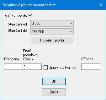 krajní šachtě (se zadanou kótou odtoku) má být uvažován spád. Po stisknutí tohoto tlačítka bude dopočítána kóta odtoku pro prostřední šachtu (zde pro KŠj12 na staničení 26.6).