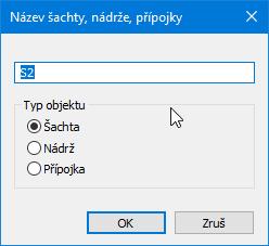 Nový dokument připraví do schématu jednu stoku se dvěma šachtami. Název stoky i názvy obou šachet jsou nahrazeny otazníky.