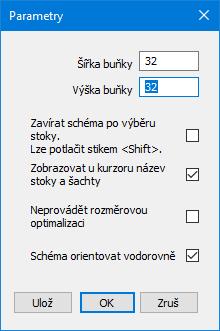 Parametry schématu : Zadání rozměrů buňky pro vykreslování schématu. Tento parametr ocení zejména majitelé UHD (2K, 3K monitorů). Přepínač pro automatické zavírání panelu Schéma při výběru jiné stoky.