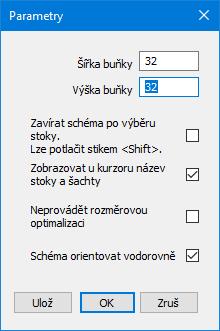 Parametry schématu : Zadání rozměrů buňky pro vykreslování schématu. Tento parametr ocení zejména majitelé UHD (2K, 3K monitorů). Přepínač pro automatické zavírání panelu Schéma při výběru jiné stoky.