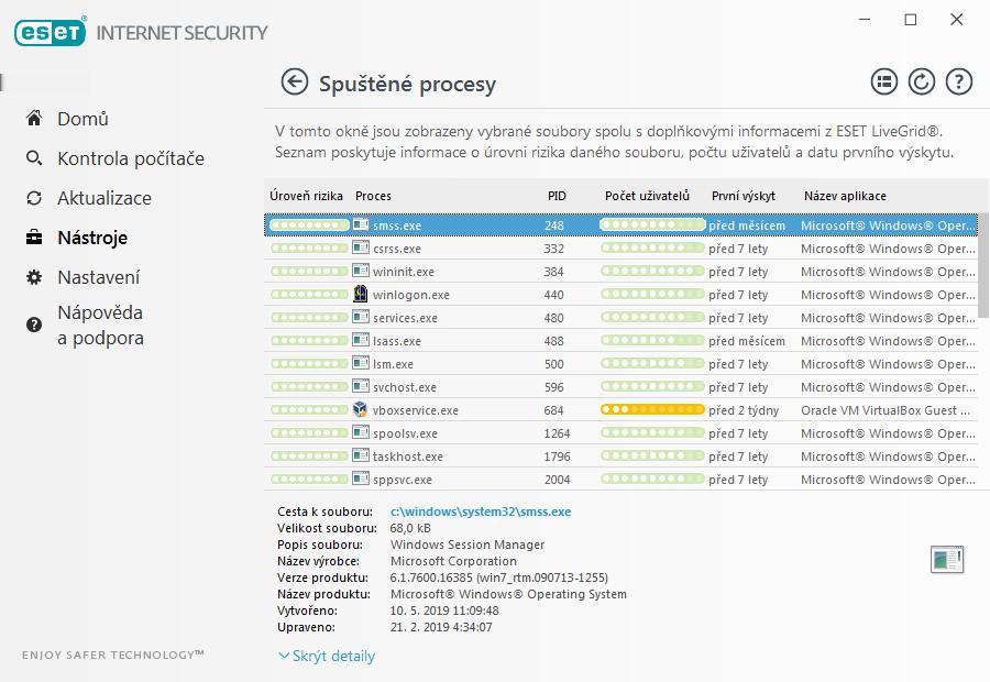 Úroveň rizika ve většině případů přiřazuje ESET Internet Security objektům (souborům, procesům, klíčům registru apod.