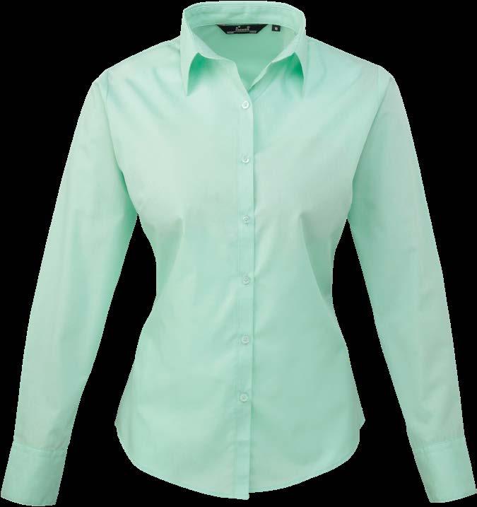 JULIE PR300 Dámská popelínová košile s dlouhým rukávem Formální límeček, bez kapsy Vyrobena z příjemného materiálu
