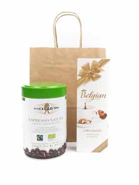 Belgian Oro Italská káva Espresso Natura 250 g Belgické pralinky s kávou 65 g Označení: TVP190703/4 Dárková taška Olive Pasta